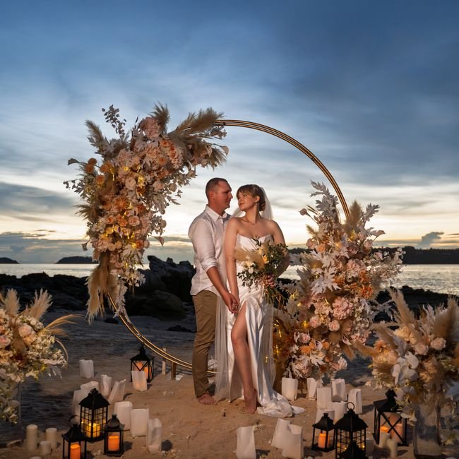 Magical Sunset wedding ceremony in Phuket during golden hour
