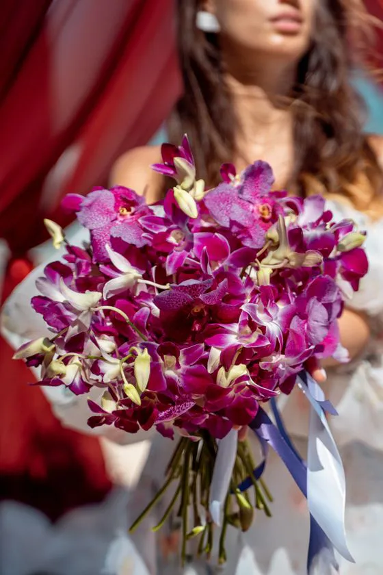 Wedding bouquet with tropical flowers in Phuket