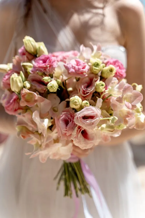 Wedding bouquet with tropical flowers in Phuket