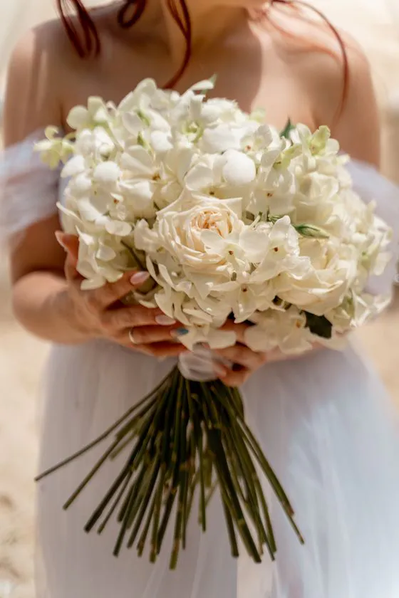 Wedding bouquet with tropical flowers in Phuket