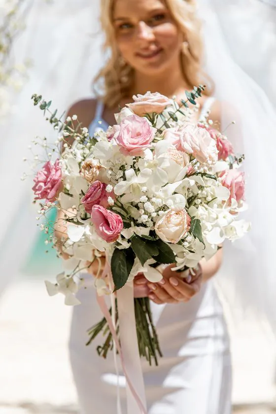 Wedding bouquet with tropical flowers in Phuket