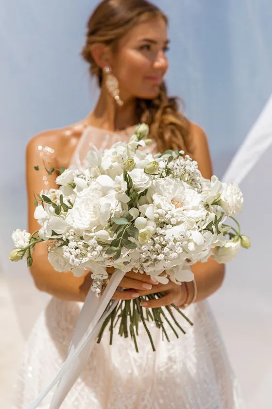 Wedding bouquet with tropical flowers in Phuket