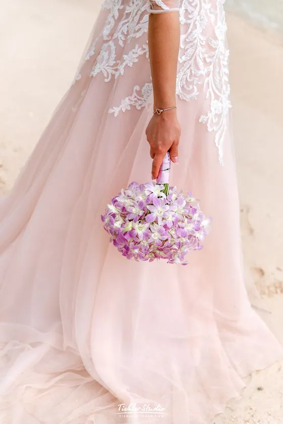 Wedding bouquet with tropical flowers in Phuket