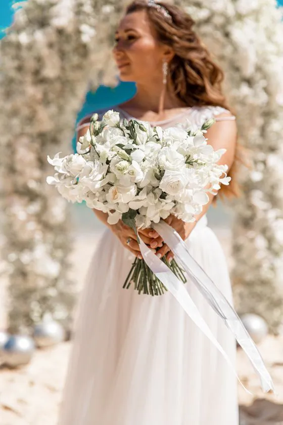 Wedding bouquet with tropical flowers in Phuket
