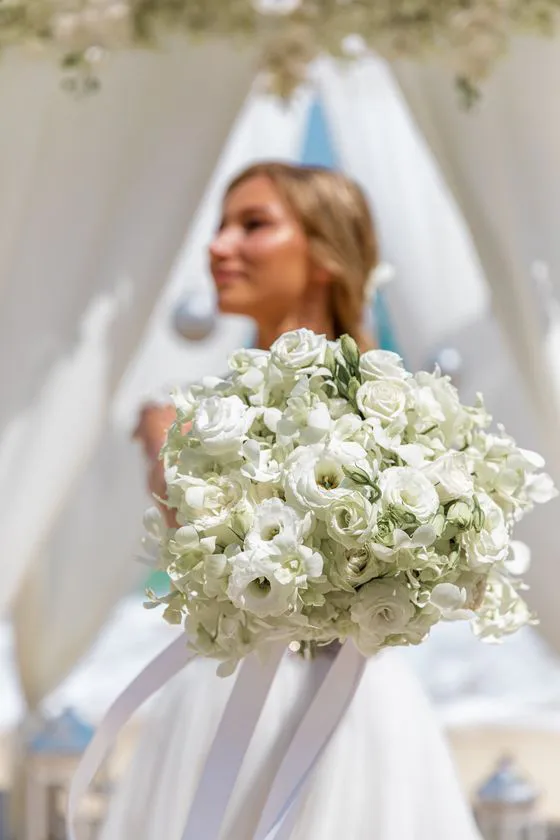 Wedding bouquet with tropical flowers in Phuket