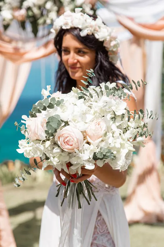 Wedding bouquet with tropical flowers in Phuket