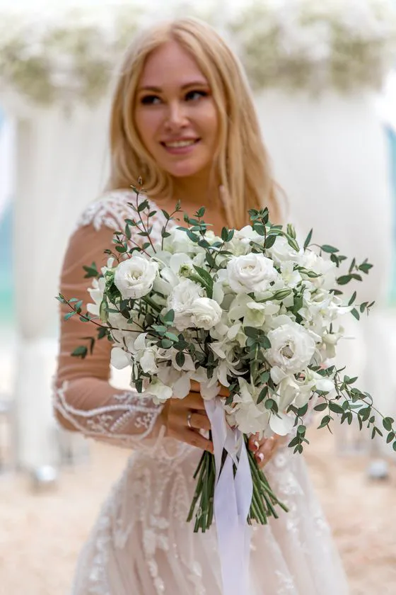 Wedding bouquet with tropical flowers in Phuket
