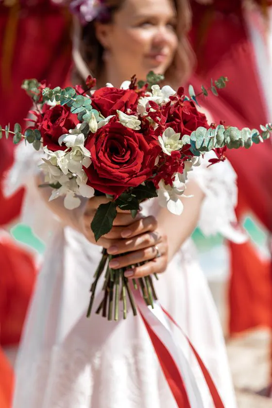 Wedding bouquet with tropical flowers in Phuket