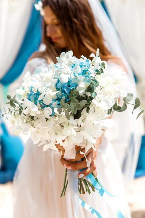Wedding bouquet with tropical flowers in Phuket