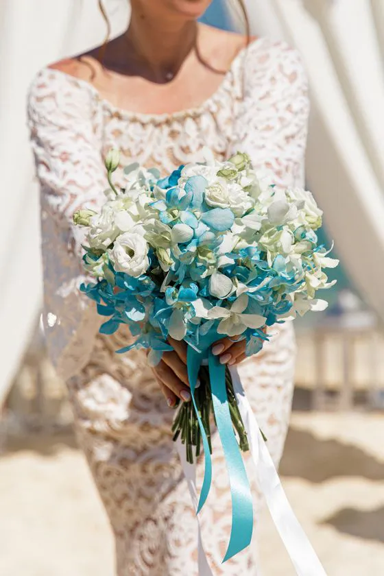 Wedding bouquet with tropical flowers in Phuket