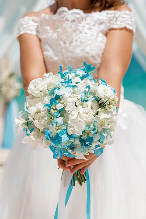 Wedding bouquet with tropical flowers in Phuket