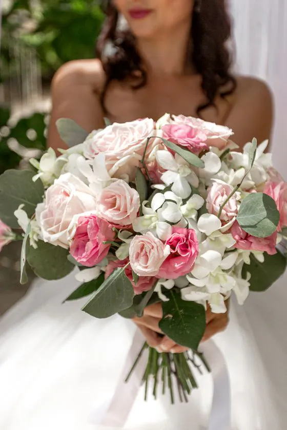 Wedding bouquet with tropical flowers in Phuket