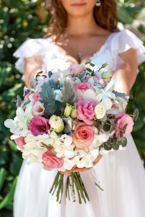 Wedding bouquet with tropical flowers in Phuket