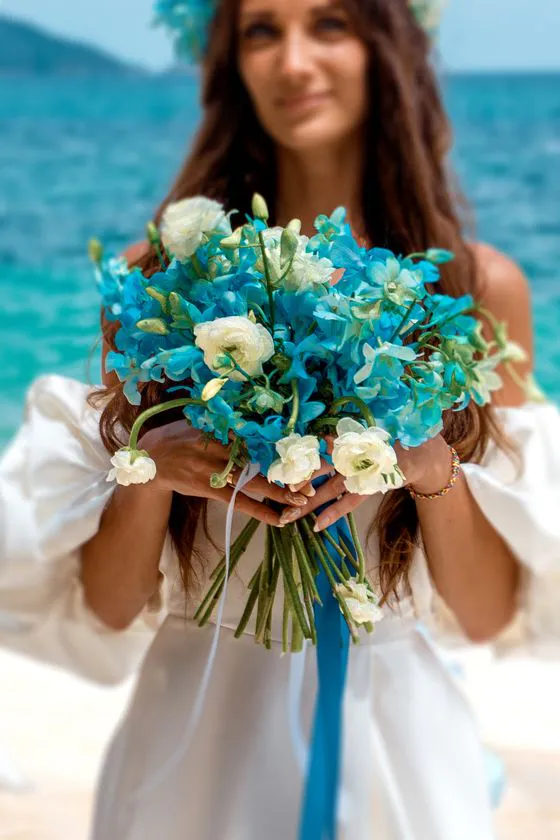 Wedding bouquet with tropical flowers in Phuket