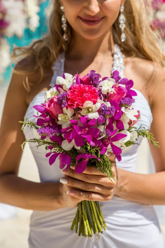 Wedding bouquet with tropical flowers in Phuket