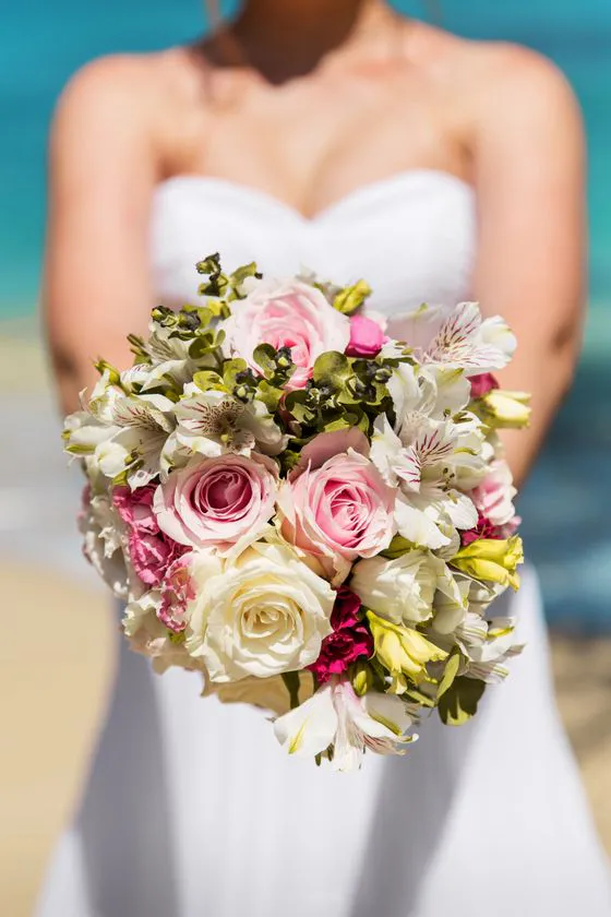 Wedding bouquet with tropical flowers in Phuket