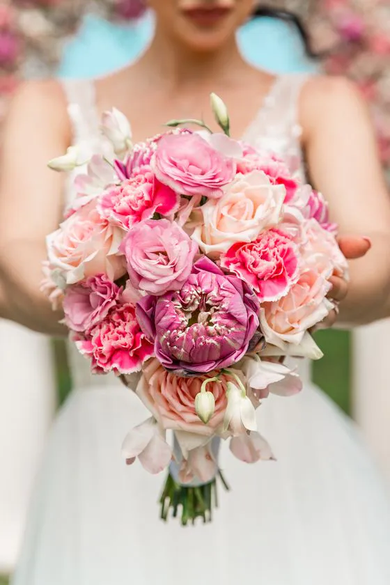Wedding bouquet with tropical flowers in Phuket