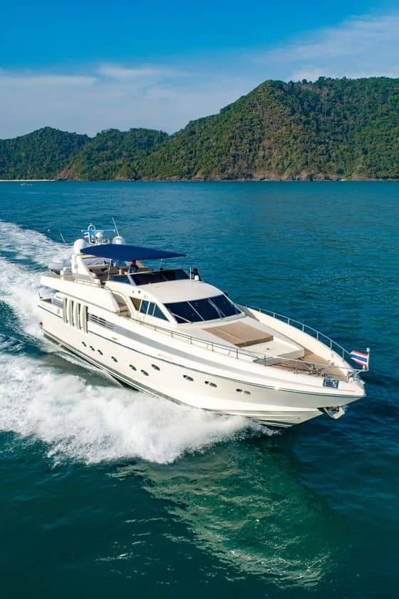 Luxury yacht charter in Phuket for romantic wedding cruise with stunning Andaman Sea views