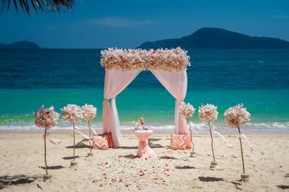 Bamboo Tent with Pink — top coverage — Phuket wedding decoration
