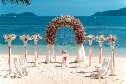 Arch with Fuchsia — full coverage — Phuket wedding decoration