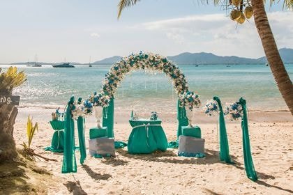 Arch with Turquoise — full coverage — Phuket wedding decoration