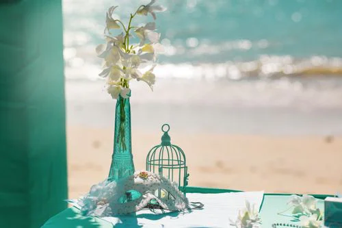 Turquoise classic floral wedding arch, Phuket — photo 5