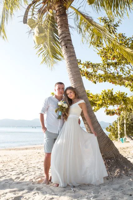 Turquoise classic floral wedding arch, Phuket — photo 32