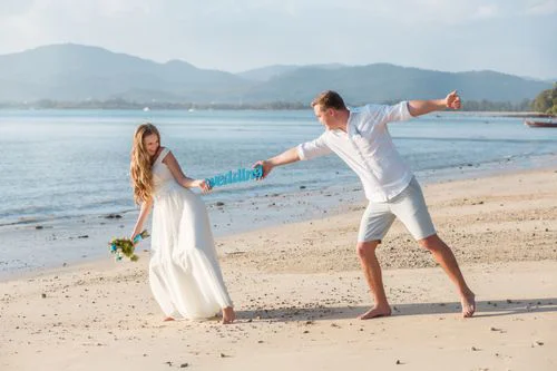 Turquoise classic floral wedding arch, Phuket — photo 35