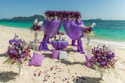 Bamboo Tent with Purple — top coverage — Phuket wedding decoration
