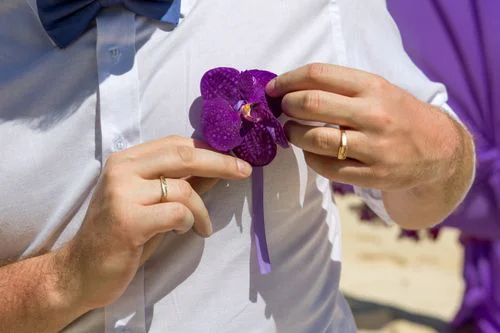 Purple geometric bamboo wedding arch, Margarita and Oleg, Phuket — photo 28