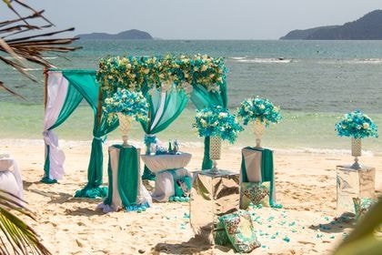 Bamboo Tent with Turquoise — top coverage — Phuket wedding decoration