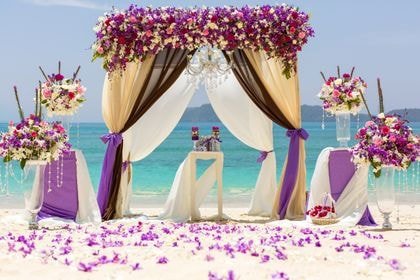 Bamboo Tent with Purple — top coverage — Phuket wedding decoration