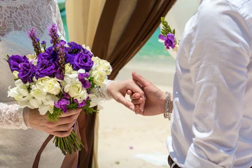 Purple geometric bamboo wedding arch, Dasha and Pako, Phuket — photo 6