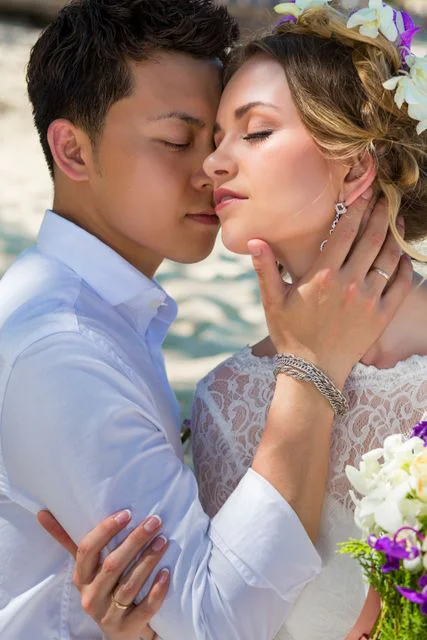 Purple geometric bamboo wedding arch, Dasha and Pako, Phuket — photo 40