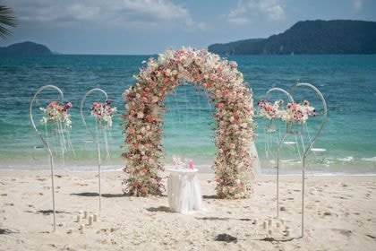 Arch with Pink — full coverage — Phuket wedding decoration