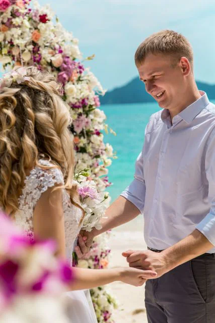 Pink classic floral wedding arch, Ulyana and Andrei, Phuket — photo 6