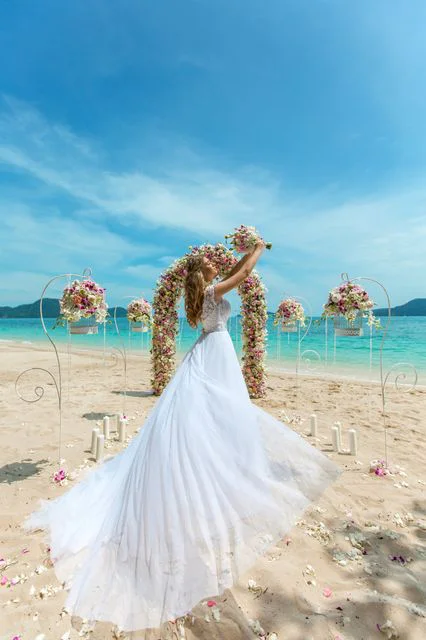 Pink classic floral wedding arch, Ulyana and Andrei, Phuket — photo 16