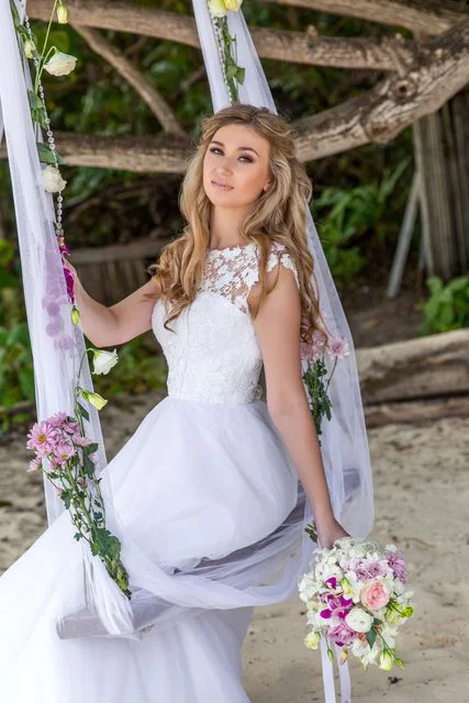 Pink classic floral wedding arch, Ulyana and Andrei, Phuket — photo 28