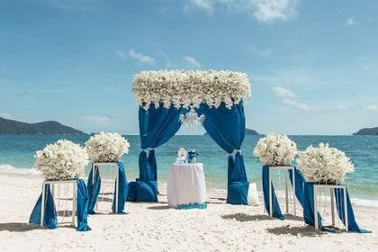 Bamboo Tent with Blue — top coverage — Phuket wedding decoration