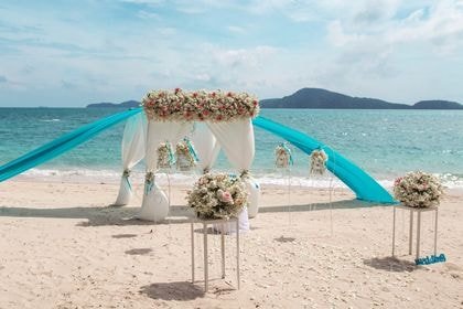 Bamboo Tent with Turquoise — top coverage — Phuket wedding decoration