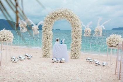 Arch with White — full coverage — Phuket wedding decoration