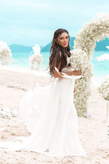 White classic floral wedding arch, Kristina and Dima, Phuket — photo 14