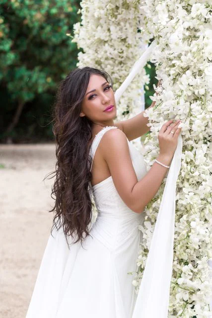 White classic floral wedding arch, Kristina and Dima, Phuket — photo 24