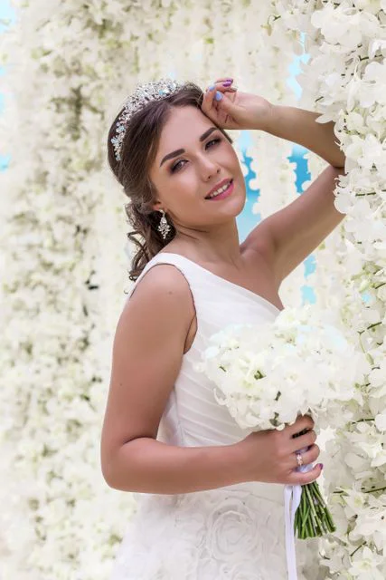 White round floral wedding arch, Kristina and Lesha, Phuket — photo 31