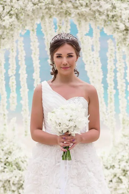 White round floral wedding arch, Kristina and Lesha, Phuket — photo 33
