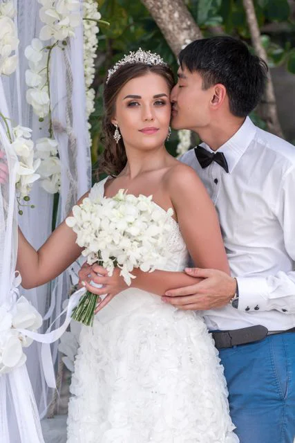 White round floral wedding arch, Kristina and Lesha, Phuket — photo 45