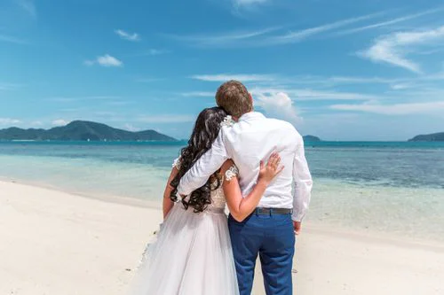 Pink geometric bamboo wedding arch, Natasha and Venya, Phuket — photo 35