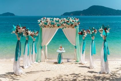 Bamboo Tent with Turquoise — top coverage — Phuket wedding decoration