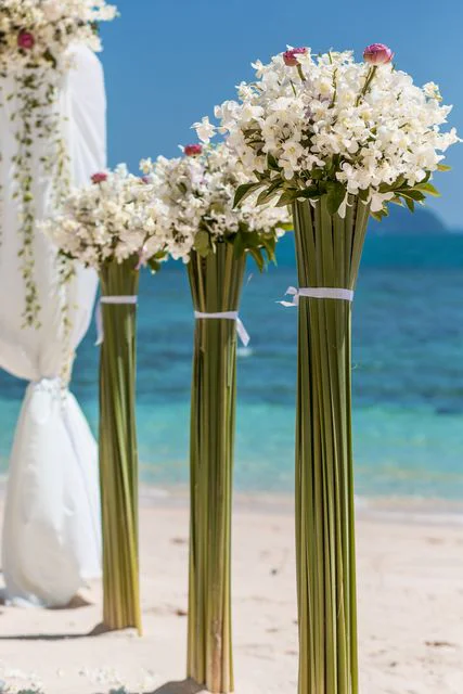 Green geometric bamboo wedding arch, Ina and Tautvydas, Phuket — photo 3