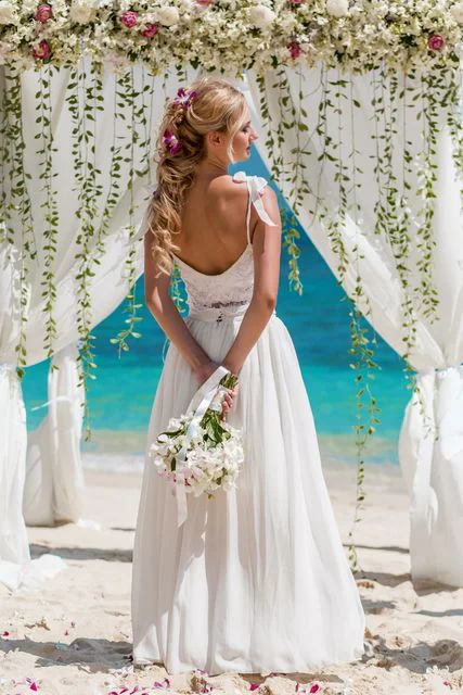 Green geometric bamboo wedding arch, Ina and Tautvydas, Phuket — photo 25